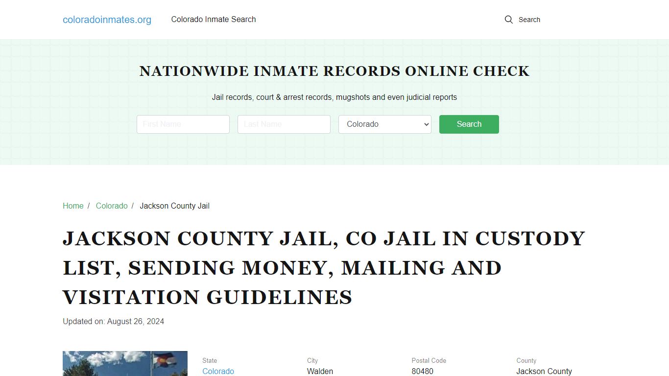 Jackson County Jail, CO: Incarcerated Inmate Search, Visitation, Contacts